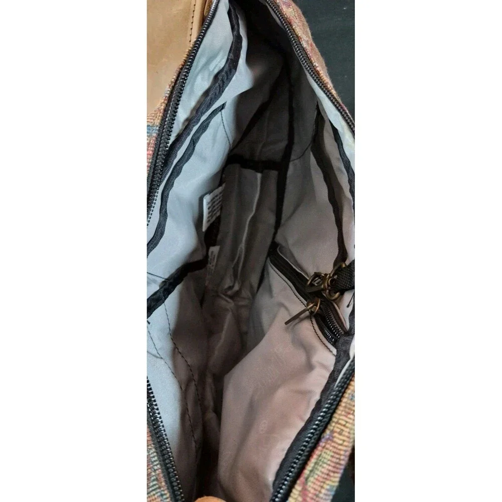Vintage 90s LL Bean Tapestry Ameribag Sling Pack Paisley Leather Trimmed